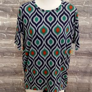 Lularoe Irma Peacock pattern top